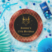 Red Dragon Schalen Gouden Faux Glitter Verjaardag Papieren Bordje (Feest)