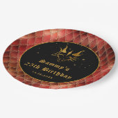 Red Dragon Schalen Gouden Faux Glitter Verjaardag Papieren Bordje (Gekanteld)