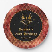 Red Dragon Schalen Gouden Faux Glitter Verjaardag