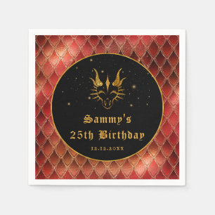 Red Dragon Schalen Gouden Faux Glitter Verjaardag Servet