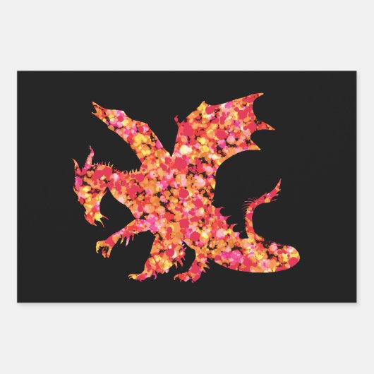 Red Dragon Splattered Paint Inpakpapier Vel (Voorkant 2)