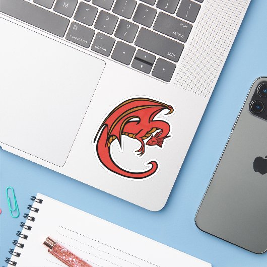 Red Dragon Sticker (Laptop met iPhone)