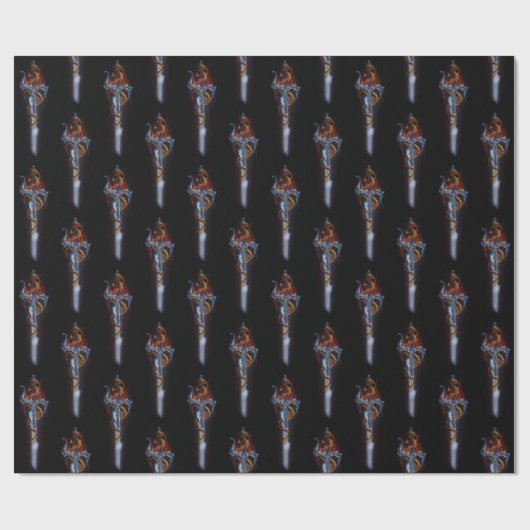 Red Dragon Sword Fantasy Cadeaupapier (Vlak)