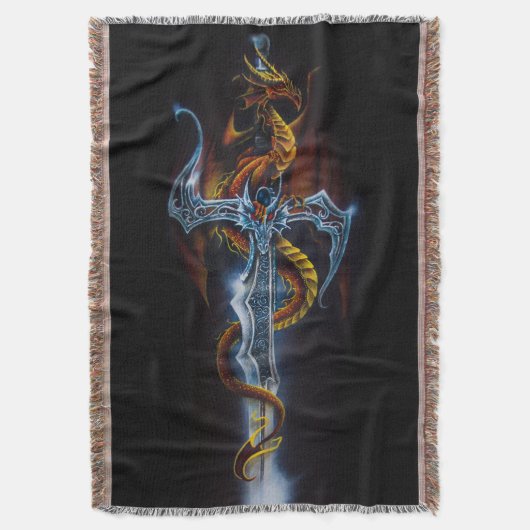 Red Dragon Sword Fantasy Deken (Voorkant Verticaal)