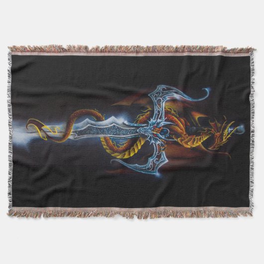 Red Dragon Sword Fantasy Deken (Voorkant)