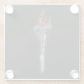 Red Dragon Sword Fantasy Glazen Onderzetter (Achterkant)