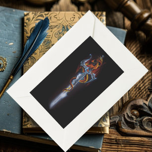 Red Dragon Sword Fantasy Rechthoekige Sticker