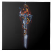 Red Dragon Sword Fantasy Tegeltje (Voorkant)