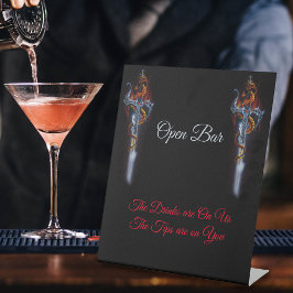 Red Dragon Sword Open Bar Reclamebord Met Voetstuk
