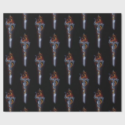 Red Dragon Sword Rozen Cadeaupapier (Vlak)