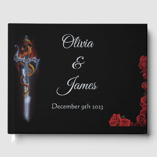 Red Dragon Sword Rozen Fantasy Gastenboek (Voorkant)