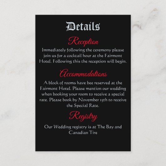 Red Dragon Sword Rozen Fantasy Informatiekaartje (Voorkant)