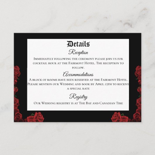 Red Dragon Sword Rozen Informatiekaartje (Voorkant)