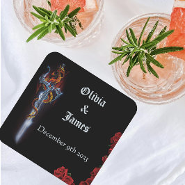 Red Dragon Sword Rozen Kartonnen Onderzetters