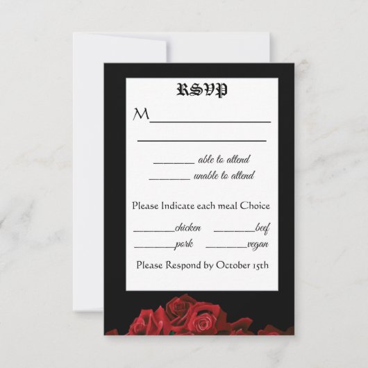 Red Dragon Sword Rozen RSVP Kaartje (Voorkant)