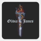 Red Dragon Sword Rozen Vierkante Sticker (Voorkant)
