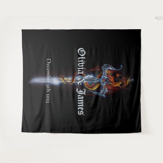 Red Dragon Sword Rozen Wandkleed (Voorkant (horizontaal))