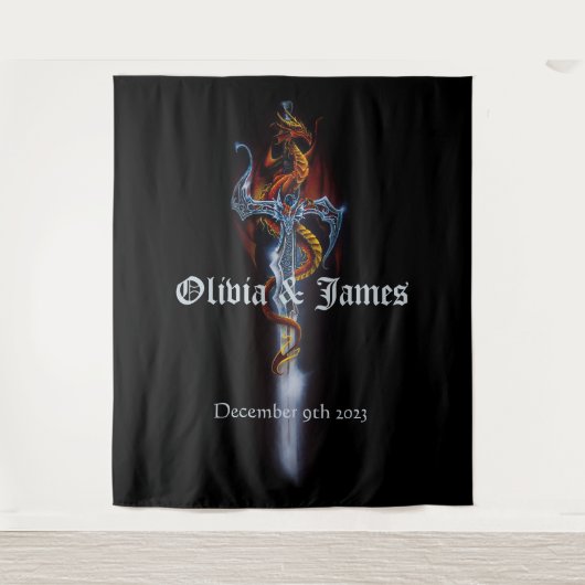 Red Dragon Sword Rozen Wandkleed (Voorkant)