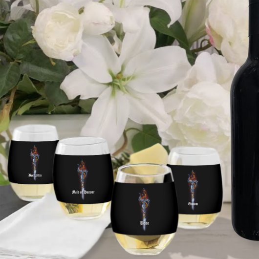 Red Dragon Sword Rozen Wijnglas Zonder Voet