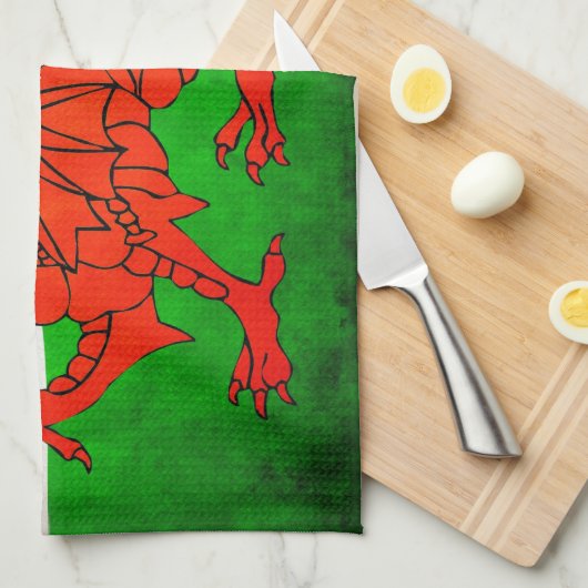 Red Dragon Theedoek (Quarter Fold)