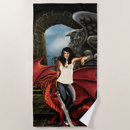 Red Dragon Urban Fantasy Strandlaken (Voorkant)