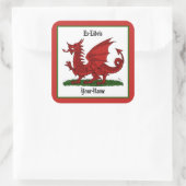 Red Dragon van Wales Bookplate Vierkante Sticker (Tas)