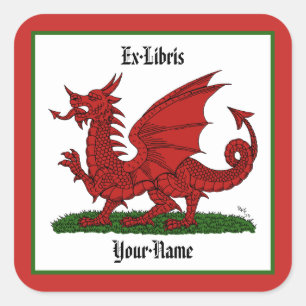 Red Dragon van Wales Bookplate Vierkante Sticker