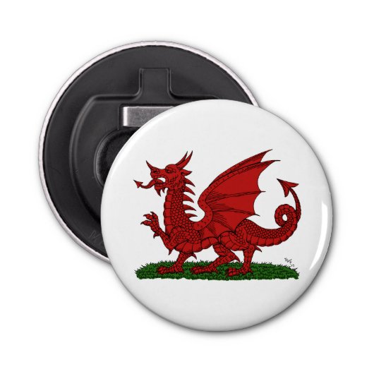 Red Dragon van Wales Button Flesopener (Voorkant)