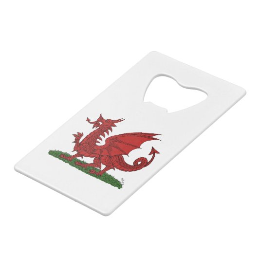 Red Dragon van Wales Creditkaart Flessenopener (Voorkant Gekanteld)