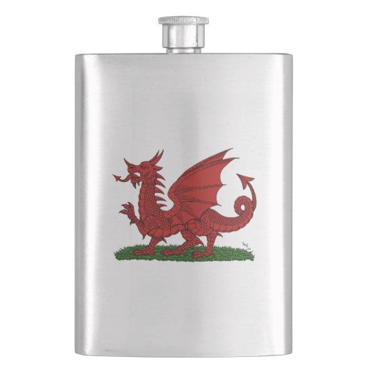 Red Dragon van Wales Heupfles (Voorkant)