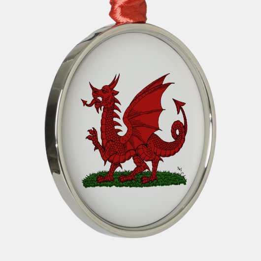 Red Dragon van Wales Metalen Ornament (Rechts)