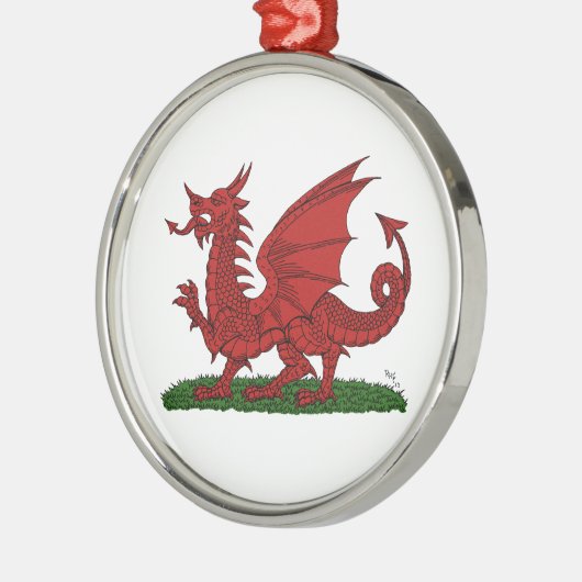 Red Dragon van Wales Metalen Ornament (Links)