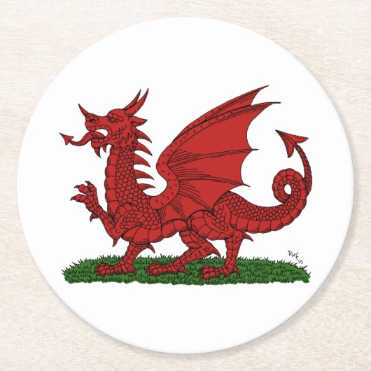 Red Dragon van Wales Ronde Kartonnen Onderzetter (Voorkant)