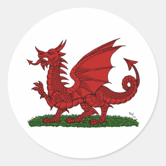Red Dragon van Wales Ronde Sticker (Voorkant)