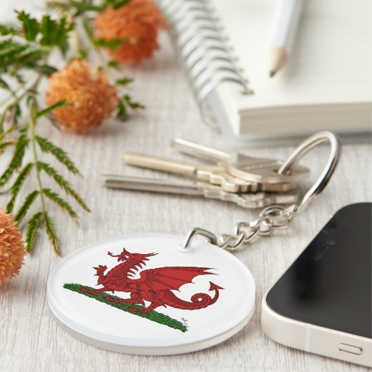 Red Dragon van Wales Sleutelhanger (Voorkant Rechts)