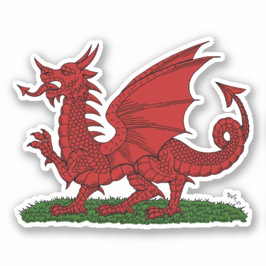 Red Dragon van Wales Sticker (Voorkant)