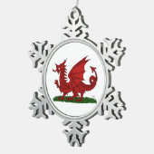 Red Dragon van Wales Tin Sneeuwvlok Ornament (Rechts)