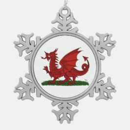 Red Dragon van Wales Tin Sneeuwvlok Ornament