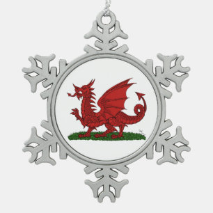 Red Dragon van Wales Tin Sneeuwvlok Ornament