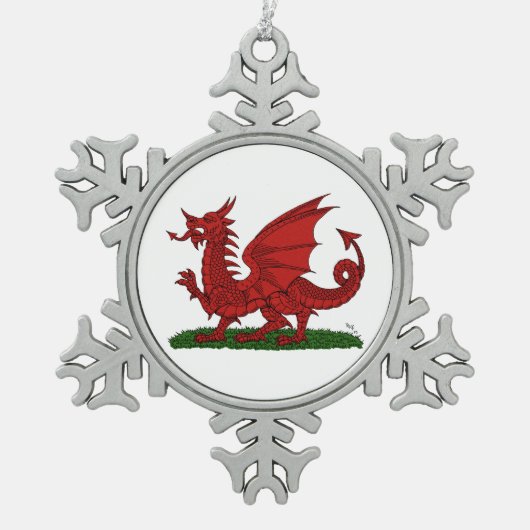 Red Dragon van Wales Tin Sneeuwvlok Ornament (Voorkant)