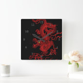 Red Dragon Vierkante Klok (Huis)