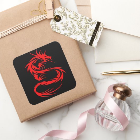 Red Dragon Vierkante Sticker (Geschenken)