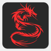 Red Dragon Vierkante Sticker (Voorkant)
