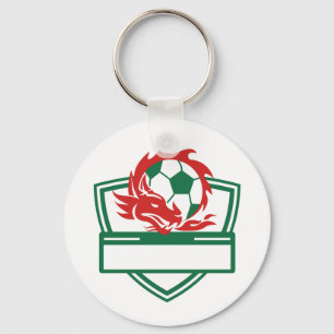 Red Dragon Voetbal Crest Sleutelhanger