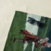 Red Dragon vs Knight Castle Fantasy gepersonalisee Strandlaken (In situ)