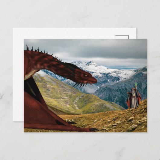 Red Dragon vs Wizard Magical Briefkaart (Voorkant / Achterkant)