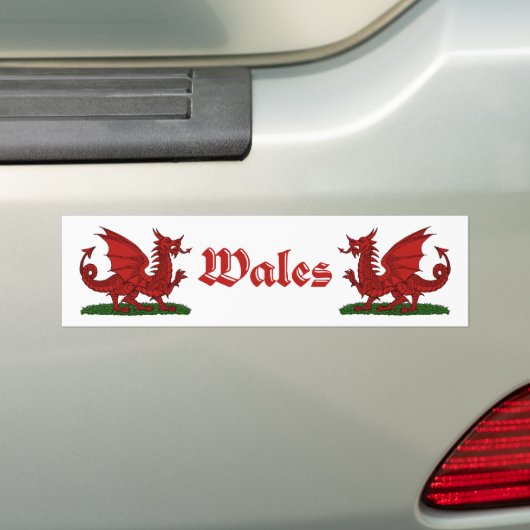 Red Dragon Wales Bumpersticker (Op auto)