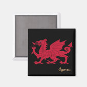 Red Dragon & Wales, Welsh Flag/Cymru Magneet (Voorkant / Achterkant)