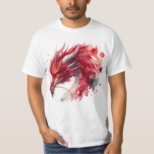 Red Dragon Water Kleur T-shirt