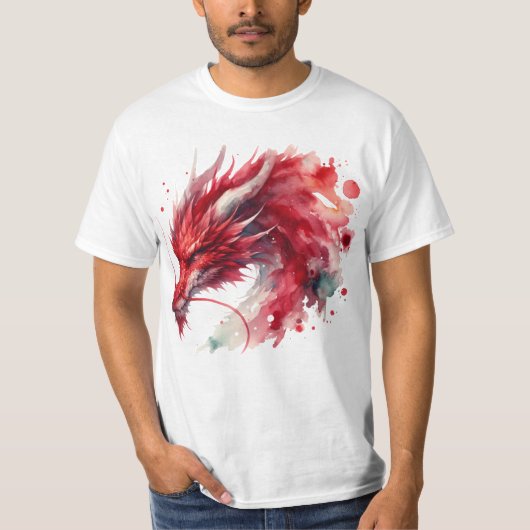 Red Dragon Water Kleur T-shirt (Voorkant)